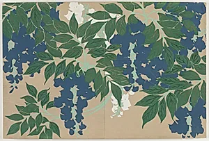 Flowers of a Hundred Worlds (Momoyogusa): Wisteria (Fuji) by Kamisaka Sekka (Japanese, 1866–1942)
