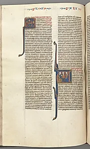 Fol. 148v, Chronicles I, historiated initial A, three descendants of Adam by Unknown Artist