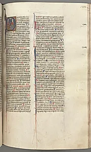 Fol. 233r, Psalm 109, historiated initial D, God the Father and Son, the Holy Ghost between them by Unknown Artist