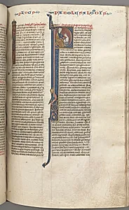 Fol. 238r, Proverbs, historiated initial P, Solomon instructing Rehoboam by Unknown Artist