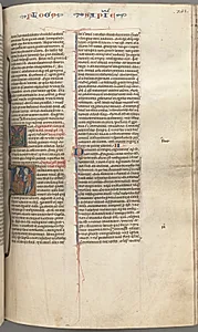 Fol. 251 r, Wisdom, historiated initial D, Solomon instructing a soldier by Unknown Artist