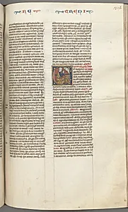 Fol. 315r, Lamentations, historiated initial E, a kneeling Jeremiah praying to a bust of God by Unknown Artist