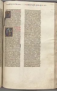 Fol. 370r, Maccabees I, historiated initial E, Mathathias slaying the idolatrous Jew by Unknown Artist