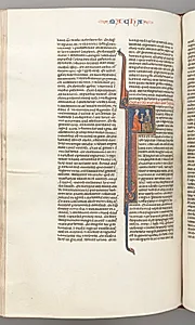 Fol. 382v, Maccabees II, historiated initial F, a golden chalice presented to a Jew by Unknown Artist