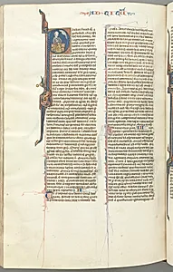 Fol. 458v, Titus, historiated initial P, Paul seated with a sword by Unknown Artist