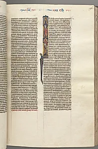 Fol. 96r, Ruth, Historiated Initial I with Elimilech and Naomi. by Unknown Artist