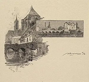 Fontainebleau Forest: Moret, the Wood-Mill (La Forêt de Fontainebleau: Moret, la porte de Montereau, le moulin à tan) by Auguste Louis Lepère (French, 1849–1918)