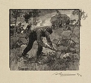 Fontainebleau Forest: Pulling the Heather (La Forêt de Fontainebleau: Arracheurs de Bruyères) by Auguste Louis Lepère (French, 1849–1918)