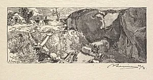 Fontainebleau Forest: Sandstone Quarry (La Forêt de Fontainebleau: La Carrièrre de Grès) by Auguste Louis Lepère (French, 1849–1918)