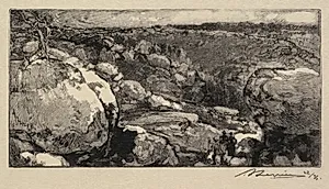 Fontainebleau Forest: The Cirque of Long-Rocher (La Forêt de Fontainebleau: Le cirque du Long-Rocher) by Auguste Louis Lepère (French, 1849–1918)