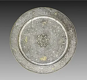 Footed Platter with Design of Mythical Beasts amid Grapevines by Unknown Artist