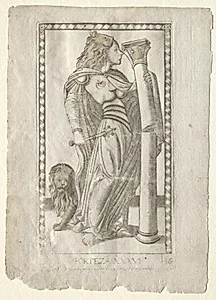 Forteza (from the Tarocchi, series B: Cosmic Principles & Virtues, #36) by Master of the E-Series Tarocchi (Italian, 15th century)