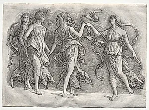 Four Dancing Muses by the so-called Premier Engraver (Italian)