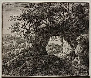 Four Landscapes: The Pierced Rock by Anthonie Waterloo (Dutch, 1609/10–1690)