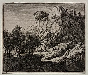 Four Landscapes: The Winding Wooden Bridge by Anthonie Waterloo (Dutch, 1609/10–1690)