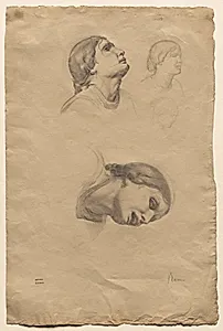 Four Studies of the Head of a Young Italian Woman by Edgar Degas (French, 1834–1917)