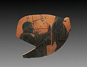 Fragment from Black-Figure Amphora (Storage Vessel): Musicians by Unknown Artist