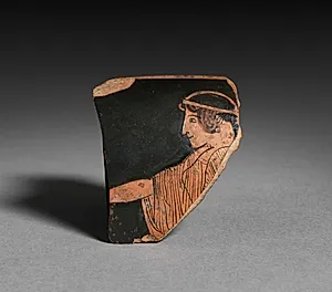Fragment from Red-Figure Cup: Woman