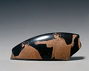 Fragment from Red-Figure Kylix: Nereus(?) and Nereid