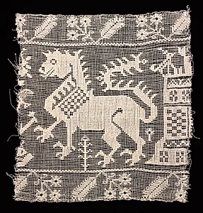 Fragment of a Band with Dragon, Castle, and Vegetation by Unknown Artist