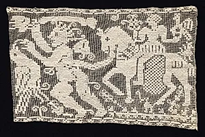 Fragment of a Band with Male Figure Leading Mounted Female Figure with Falcon by Unknown Artist