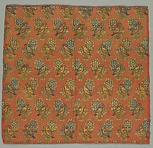 Fragment of Silk Taffeta with “Rose and Nightingale” Motif by Unknown Artist