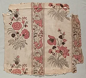 Fragment of Woodblock Printed Linen by Unknown Artist