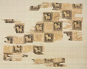 Fragment with gold leaf lions by Unknown Artist