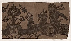 Fragment with Mounted Hunter Spearing Animals by Unknown Artist