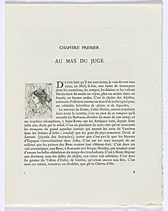 Frédéric Mistral: Mémoires et Recits by Frédéric Mistral: bust of woman in profile (page 9) by Auguste Brouet (French, 1872–1941)
