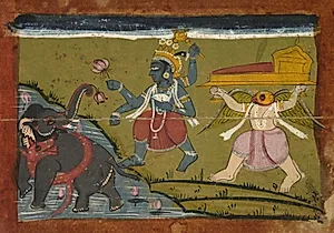 Gajendra Moksha:  The Salvation of the King of the Elephants by Unknown Artist
