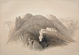 Gebil Hor.  Mount Hor, from the Cliffs Encircling Petra by David Roberts (Scottish, 1796–1864)