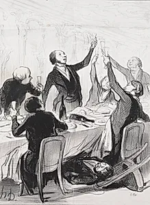 Gentlemen.... here goes a 43rd toast.... to the Temperance Society by Honoré Daumier (French, 1808–1879)