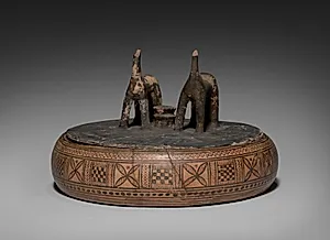 Geometric Horse Pyxis (Cylindrical Lidded Box) by Unknown Artist
