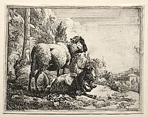 Goat with Bell by Johann Heinrich Roos (German, 1631–1685)