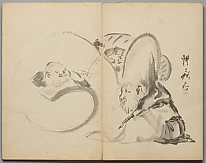 Gods of Good Fortune from Sketch Album by Kawanabe Kyōsai (Japanese, 1831–1889)