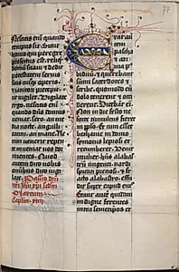 Gospel Book with Evangelist Portraits: Decorated Initial by Master of the House-Book (German, c. 1470–1500)