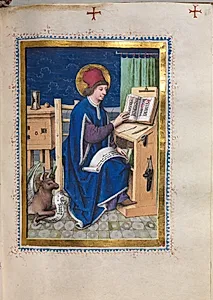 Gospel Book with Evangelist Portraits: Saint Luke by Master of the House-Book (German, c. 1470–1500)