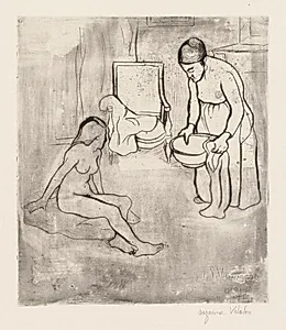 Grandmother with Louise, Nude Seated on the Floor (Grand-Mère et Louise Nue Assise par Terre) by Suzanne Valadon (French, 1865–1938)