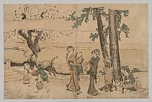Group of Figures near a Brook by Katsushika Hokusai (Japanese, 1760–1849)