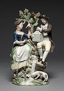 Group with Birdcage by Staffordshire Factory (British)