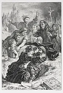 Hamlet:  Hamlet and Laertes in the Grave of Ophelia