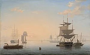 Harbor of Boston, with the City in the Distance by Fitz Henry Lane (American, 1804–1865)