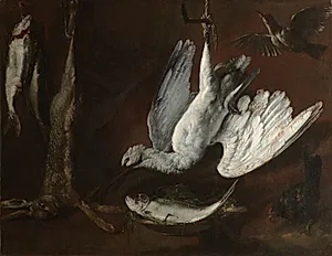 Hare, Spoonbill, and Fish by Unknown Artist