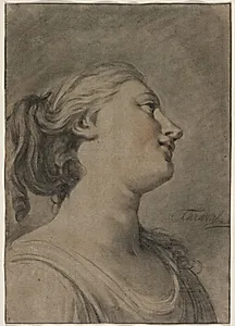 Head of a Female Figure in Profile, Turned to the Right by Hughes Taraval (French, 1729–1785)