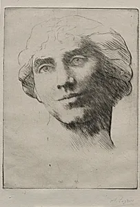 Head of a Young Woman by Alphonse Legros (French, 1837–1911)