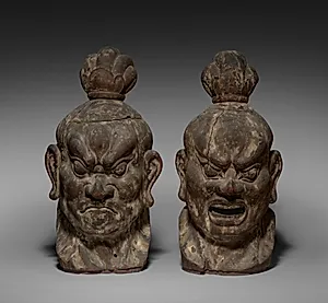Head of Ni-o with Closed Mouth and Head of Ni-o with Open Mouth (pair) by Unknown Artist