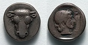 Hemidrachm: Bull's Head (obverse); Head of Artemis (reverse) by Unknown Artist
