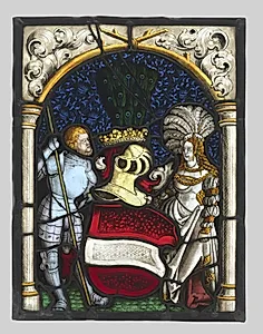 Heraldic Panel Depicting a Knight and a Lady with the Arms of the Archduchy of Austria by Unknown Artist