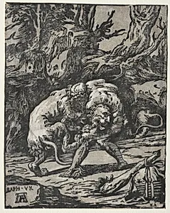 Hercules Strangling the Lion of Nimes by Joseph Nicolas Vicentini (Italian)
